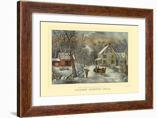 American Homestead Winter-Currier & Ives-Framed Art Print