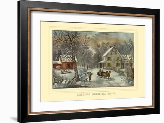 American Homestead Winter-Currier & Ives-Framed Art Print