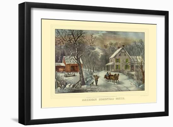 American Homestead Winter-Currier & Ives-Framed Art Print