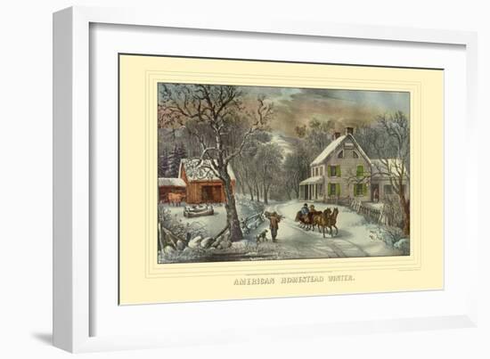 American Homestead Winter-Currier & Ives-Framed Art Print