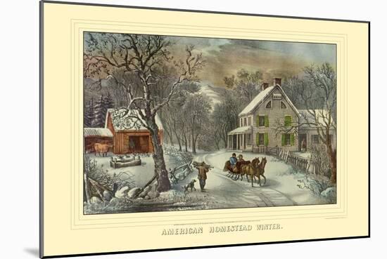 American Homestead Winter-Currier & Ives-Mounted Art Print