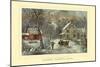 American Homestead Winter-Currier & Ives-Mounted Art Print