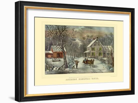 American Homestead Winter-Currier & Ives-Framed Art Print