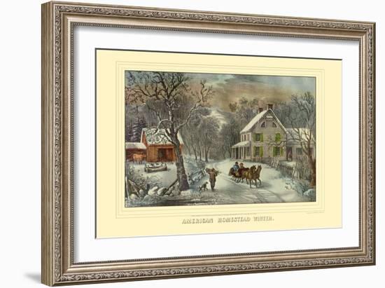 American Homestead Winter-Currier & Ives-Framed Premium Giclee Print