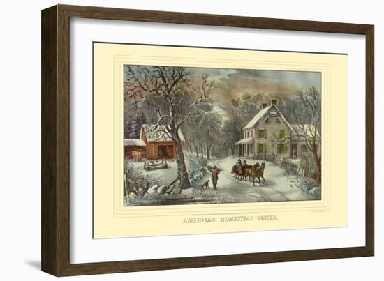 American Homestead Winter-Currier & Ives-Framed Premium Giclee Print