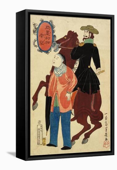 American Horseman and a Chinese, January 1861-Utagawa Yoshiiku-Framed Premier Image Canvas