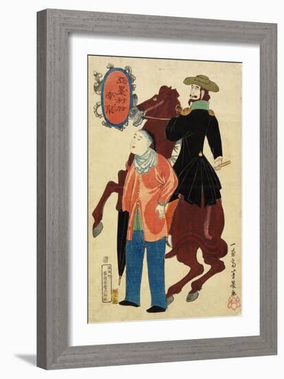 American Horseman and a Chinese, January 1861-Utagawa Yoshiiku-Framed Giclee Print