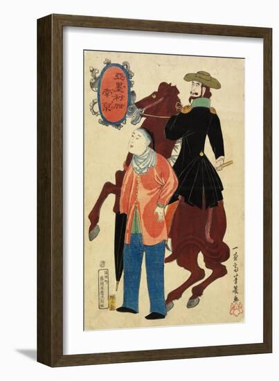 American Horseman and a Chinese, January 1861-Utagawa Yoshiiku-Framed Giclee Print