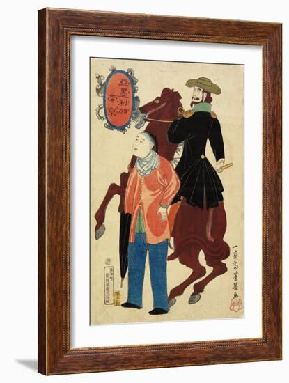 American Horseman and a Chinese, January 1861-Utagawa Yoshiiku-Framed Giclee Print