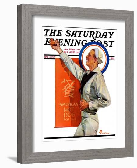 "American Hot Dogs," Saturday Evening Post Cover, May 14, 1927-Elbert Mcgran Jackson-Framed Giclee Print