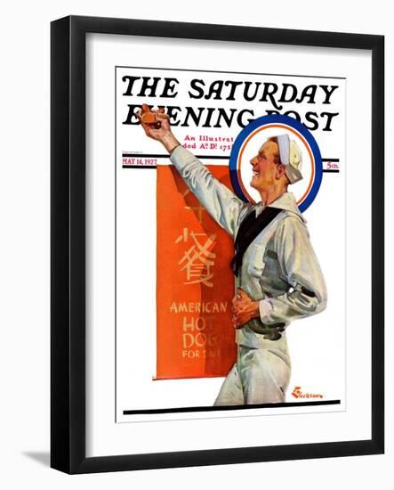 "American Hot Dogs," Saturday Evening Post Cover, May 14, 1927-Elbert Mcgran Jackson-Framed Giclee Print
