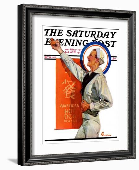 "American Hot Dogs," Saturday Evening Post Cover, May 14, 1927-Elbert Mcgran Jackson-Framed Giclee Print