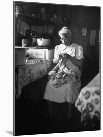 American Indian, Dr. L. R. Minoka Hill, Sewing in Kitchen Window Light-Martha Holmes-Mounted Premium Photographic Print
