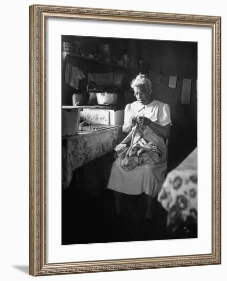 American Indian, Dr. L. R. Minoka Hill, Sewing in Kitchen Window Light-Martha Holmes-Framed Premium Photographic Print