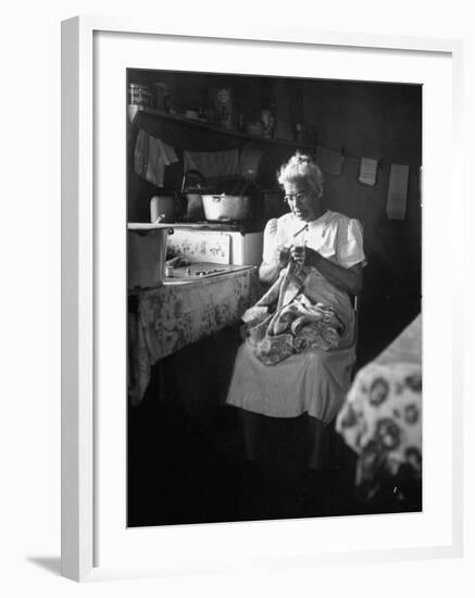 American Indian, Dr. L. R. Minoka Hill, Sewing in Kitchen Window Light-Martha Holmes-Framed Premium Photographic Print