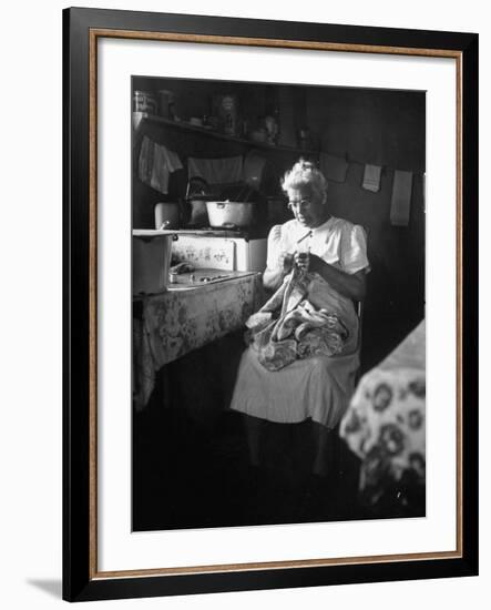 American Indian, Dr. L. R. Minoka Hill, Sewing in Kitchen Window Light-Martha Holmes-Framed Premium Photographic Print