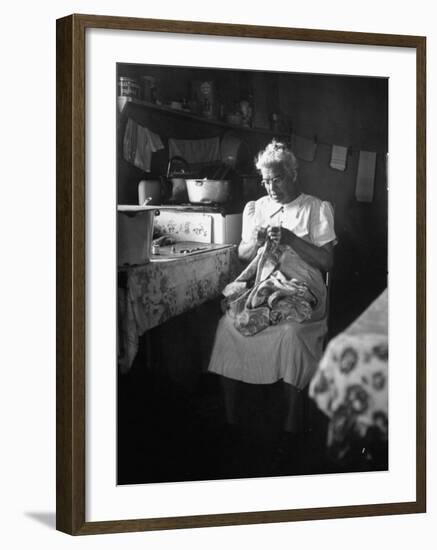 American Indian, Dr. L. R. Minoka Hill, Sewing in Kitchen Window Light-Martha Holmes-Framed Premium Photographic Print