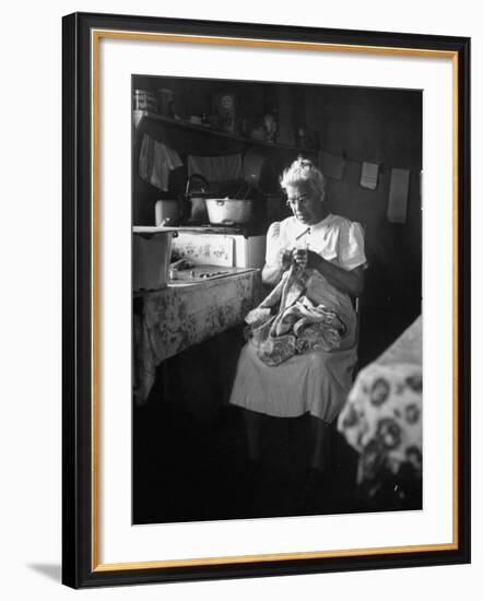 American Indian, Dr. L. R. Minoka Hill, Sewing in Kitchen Window Light-Martha Holmes-Framed Premium Photographic Print