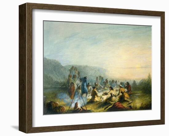 American Indians at Sunrise Breakfast-Alfred Jacob Miller-Framed Art Print