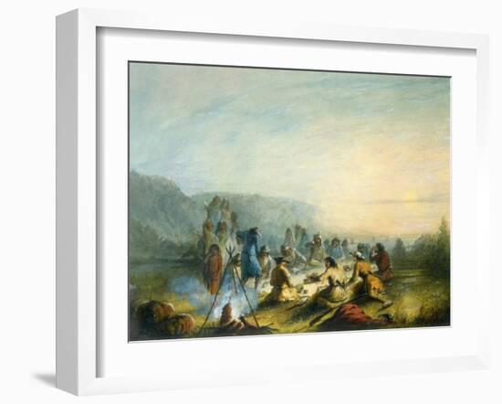 American Indians at Sunrise Breakfast-Alfred Jacob Miller-Framed Art Print