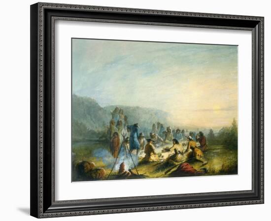 American Indians at Sunrise Breakfast-Alfred Jacob Miller-Framed Art Print