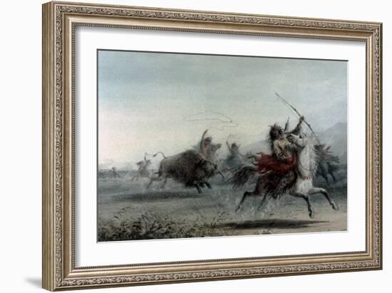 American Indians on Bison Hunt-Alfred Jacob Miller-Framed Art Print