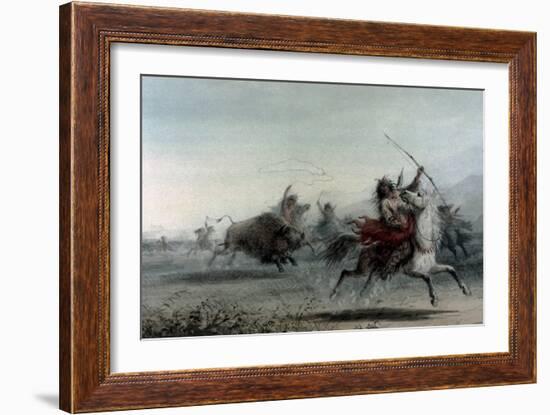 American Indians on Bison Hunt-Alfred Jacob Miller-Framed Art Print