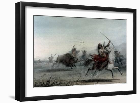 American Indians on Bison Hunt-Alfred Jacob Miller-Framed Art Print