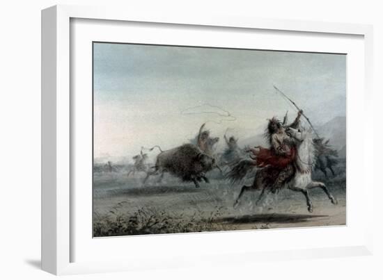 American Indians on Bison Hunt-Alfred Jacob Miller-Framed Art Print