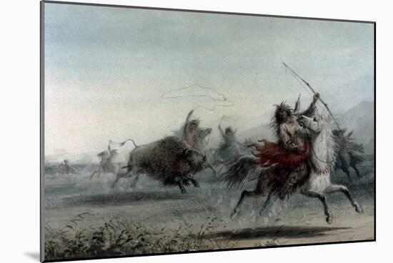 American Indians on Bison Hunt-Alfred Jacob Miller-Mounted Art Print