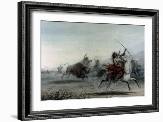 American Indians on Bison Hunt-Alfred Jacob Miller-Framed Art Print