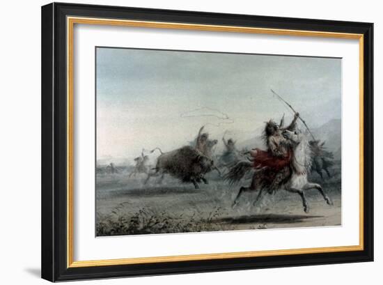 American Indians on Bison Hunt-Alfred Jacob Miller-Framed Art Print