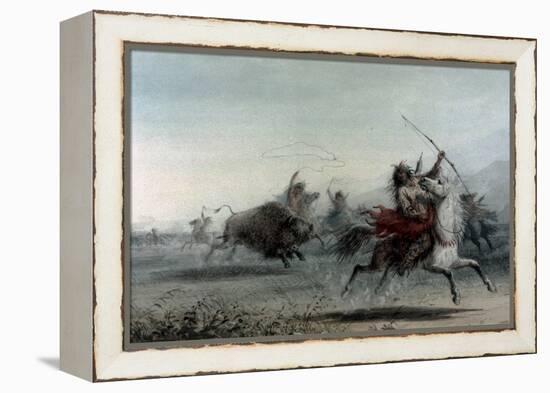 American Indians on Bison Hunt-Alfred Jacob Miller-Framed Stretched Canvas