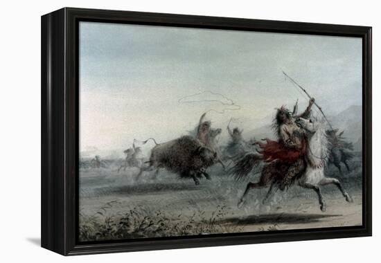 American Indians on Bison Hunt-Alfred Jacob Miller-Framed Stretched Canvas