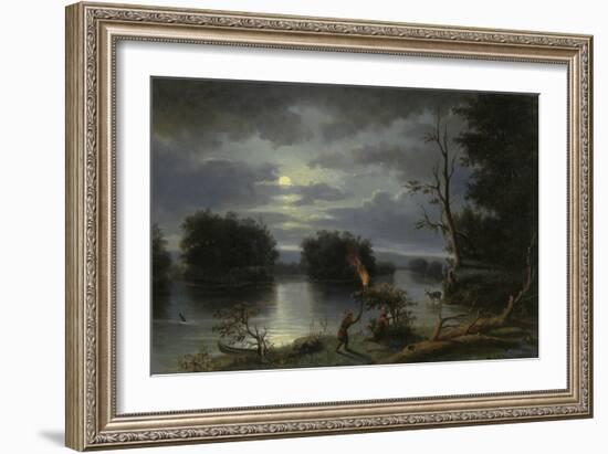 American Indians Stag Hunting by Night, Mississippi, 1863-Henry Lewis-Framed Giclee Print