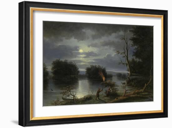 American Indians Stag Hunting by Night, Mississippi, 1863-Henry Lewis-Framed Giclee Print