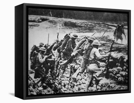 American Infantry in WWI Leaving their Trench to Advance Against the Germans, 1918-American Photographer-Framed Premier Image Canvas