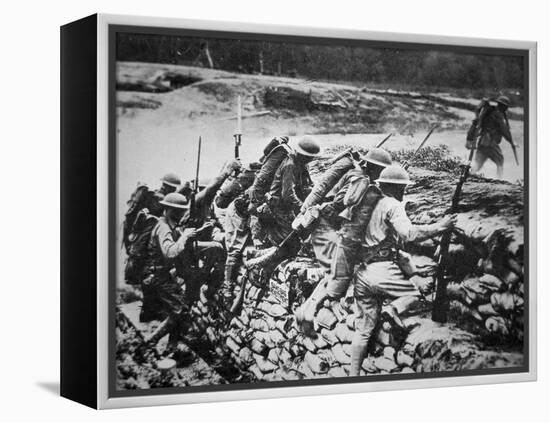 American Infantry in WWI Leaving their Trench to Advance Against the Germans, 1918-American Photographer-Framed Premier Image Canvas