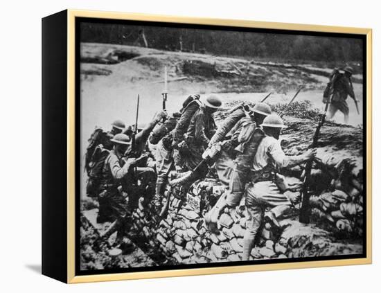 American Infantry in WWI Leaving their Trench to Advance Against the Germans, 1918-American Photographer-Framed Premier Image Canvas