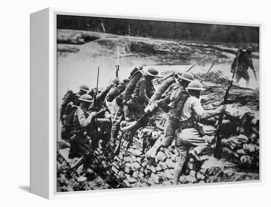 American Infantry in WWI Leaving their Trench to Advance Against the Germans, 1918-American Photographer-Framed Premier Image Canvas
