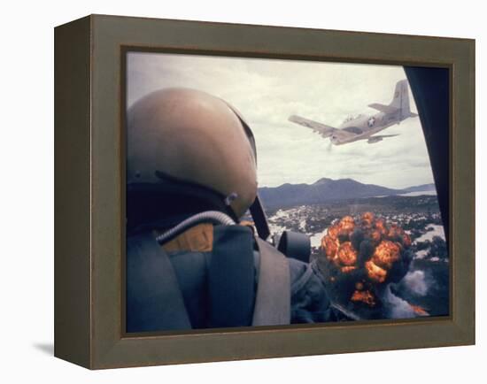 American Jets Dropping Napalm on Viet Cong Positions Early in the Vietnam Conflict-Larry Burrows-Framed Premier Image Canvas