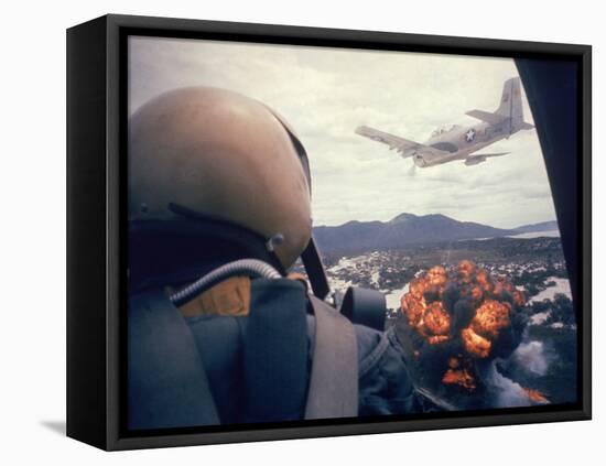 American Jets Dropping Napalm on Viet Cong Positions Early in the Vietnam Conflict-Larry Burrows-Framed Premier Image Canvas