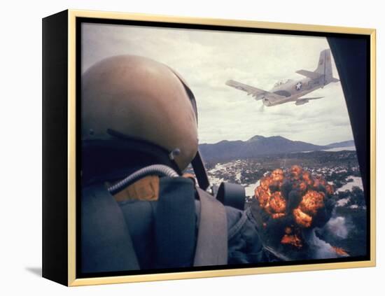 American Jets Dropping Napalm on Viet Cong Positions Early in the Vietnam Conflict-Larry Burrows-Framed Premier Image Canvas