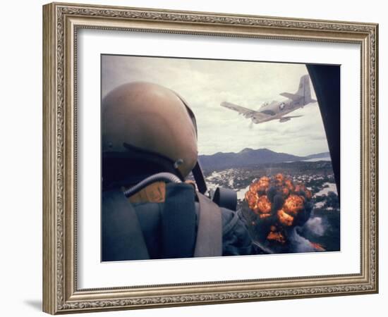American Jets Dropping Napalm on Viet Cong Positions Early in the Vietnam Conflict-Larry Burrows-Framed Photographic Print