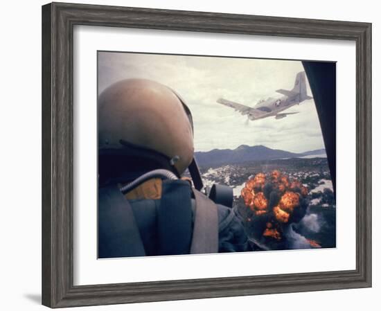 American Jets Dropping Napalm on Viet Cong Positions Early in the Vietnam Conflict-Larry Burrows-Framed Photographic Print