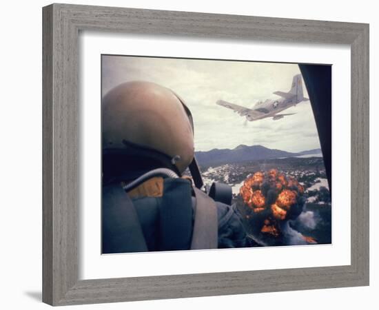 American Jets Dropping Napalm on Viet Cong Positions Early in the Vietnam Conflict-Larry Burrows-Framed Photographic Print