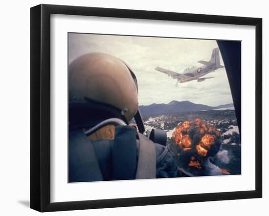 American Jets Dropping Napalm on Viet Cong Positions Early in the Vietnam Conflict-Larry Burrows-Framed Photographic Print