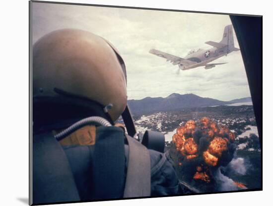 American Jets Dropping Napalm on Viet Cong Positions Early in the Vietnam Conflict-Larry Burrows-Mounted Photographic Print