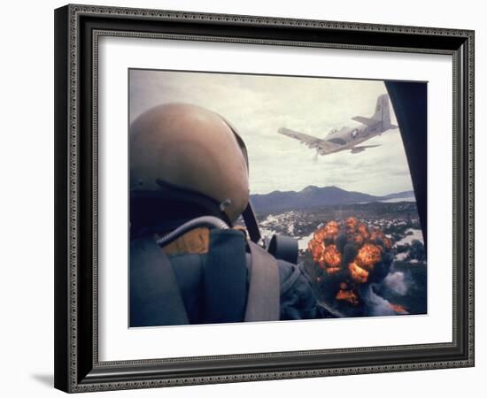 American Jets Dropping Napalm on Viet Cong Positions Early in the Vietnam Conflict-Larry Burrows-Framed Photographic Print