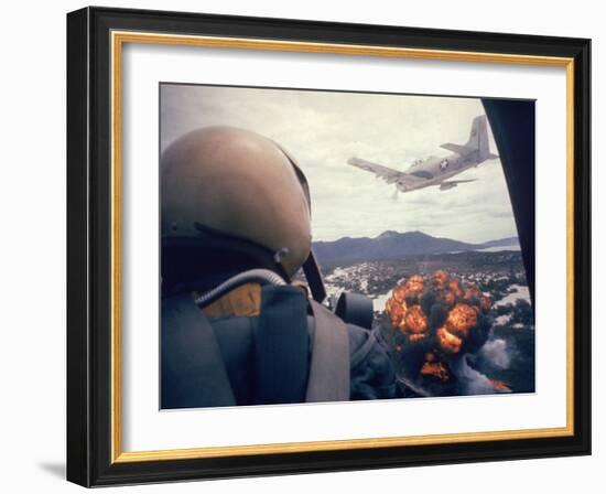 American Jets Dropping Napalm on Viet Cong Positions Early in the Vietnam Conflict-Larry Burrows-Framed Photographic Print